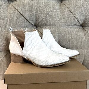 White snake skin ankle boots